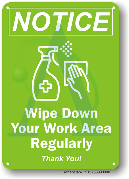 Disinfect Surfaces, Wipe Down Your Work Area Regularly | Please Wipe ...